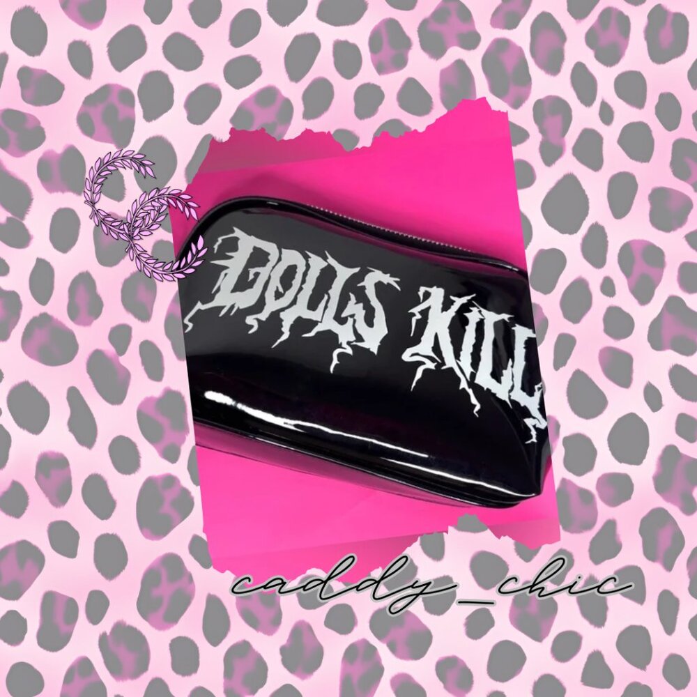 New Dolls Kill Makeup Bag - Black Patent Look